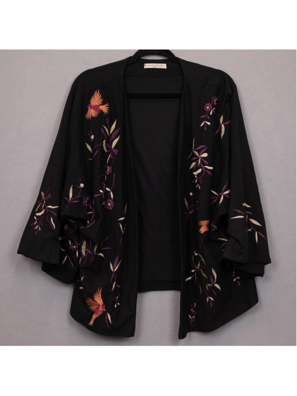 Wayward Fancies Eshakti black embroidered short kimono shrug-L